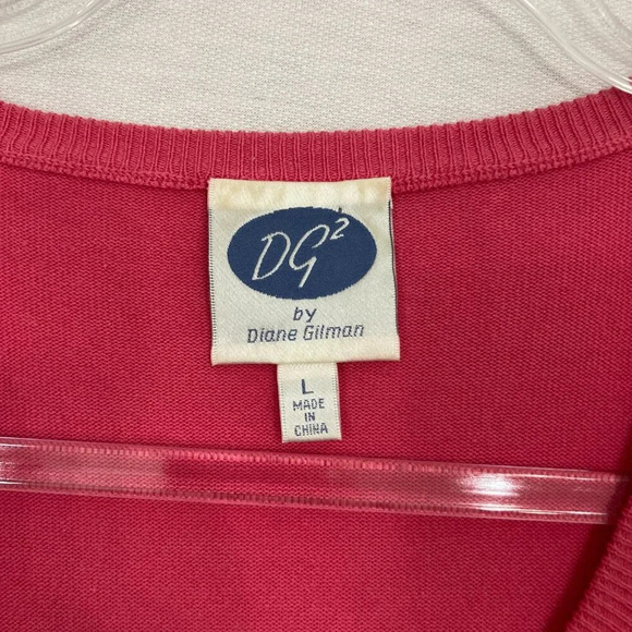 DG2 by Diane Gilman Pink Embellished Button Lightweight Knit Cardigan Large - Picture 2 of 10